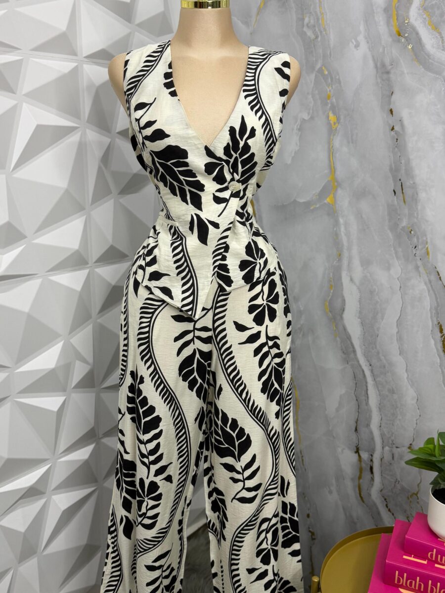SET PANTALON/CHALECO WHITE/BLACK